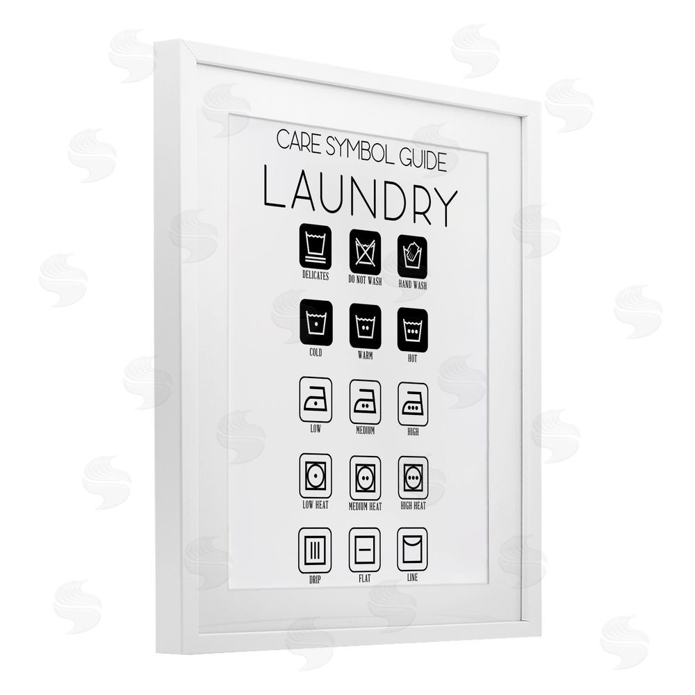 Sundance Graphics Laundry Care Symbol Guide White Framed Print Under Glass Wall Art