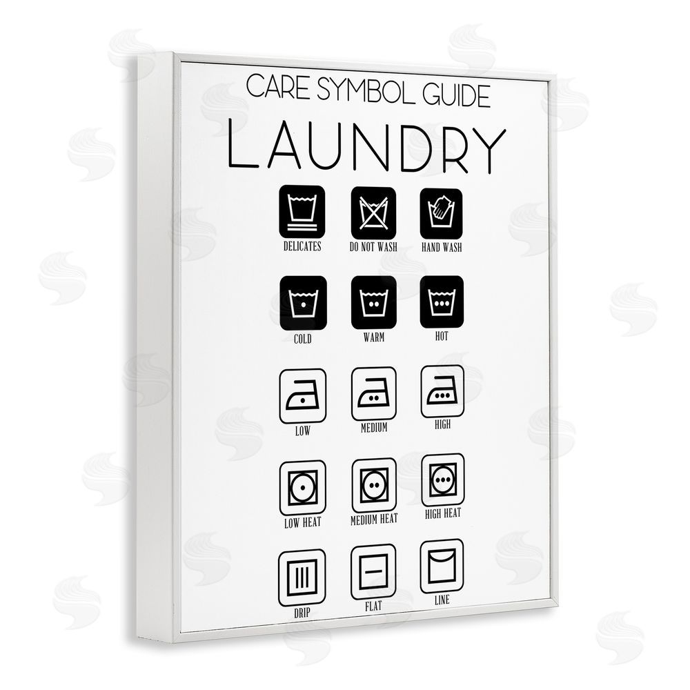 Sundance Graphics Laundry Care Symbol Guide White Framed Giclee Wall Art Print