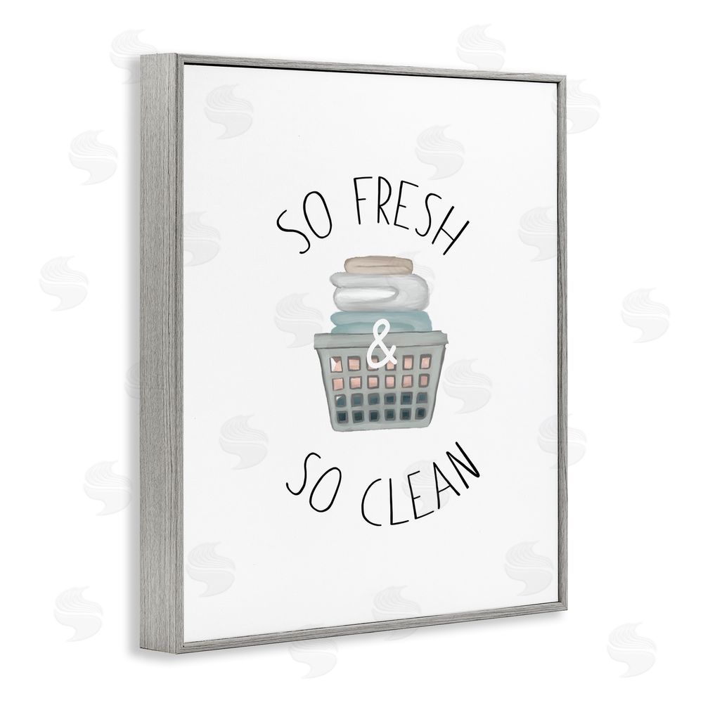 Sundance Graphics So Fresh Laundry Basket Gray Framed Giclee Wall Art Print