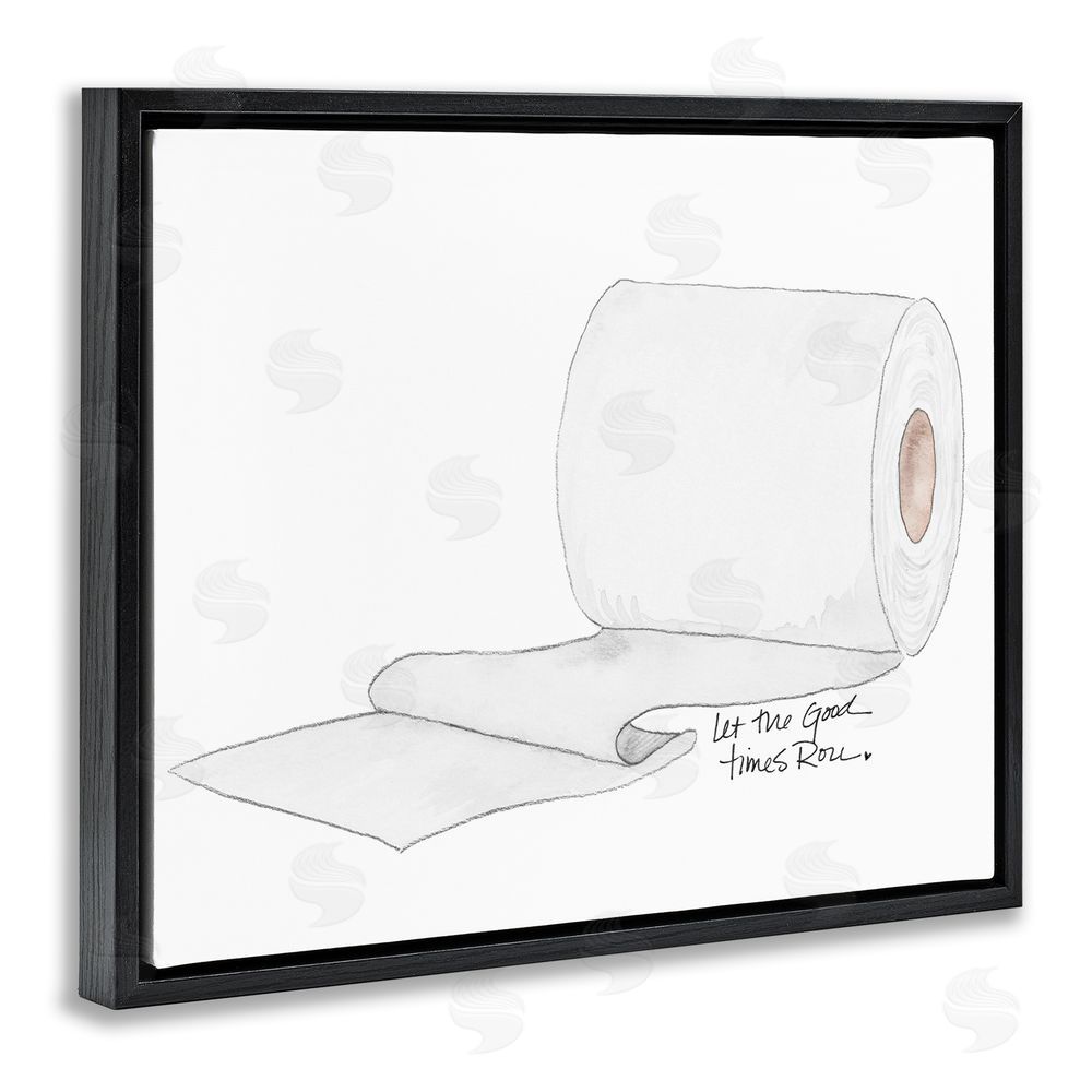 Sundance Graphics Good Times Roll Toilet Paper Black Floating Frame Canvas Wall Art Print