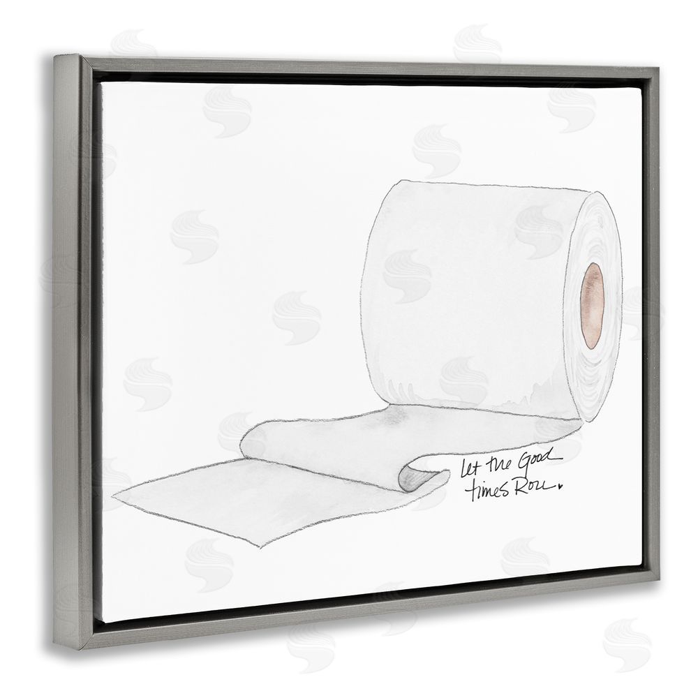 Sundance Graphics Good Times Roll Toilet Paper Gray Floating Frame Canvas Wall Art Print