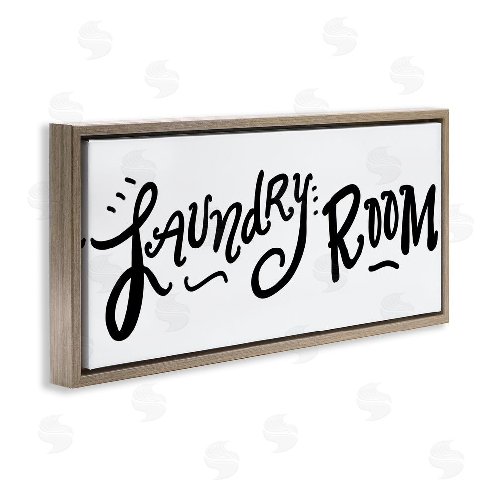 Sundance Graphics Laundry Room Fun Typography Brown Floating Frame Canvas Wall Art Print