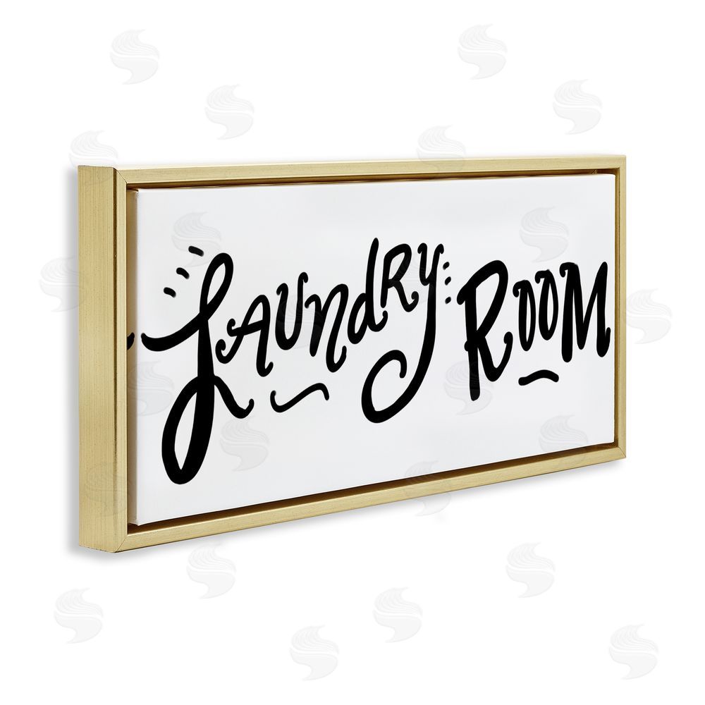 Sundance Graphics Laundry Room Fun Typography Gold Floating Frame Canvas Wall Art Print