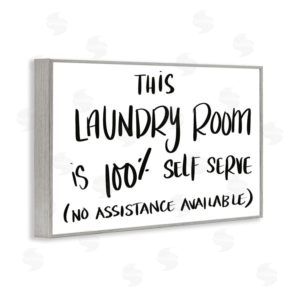 Sundance Graphics Self Serve Laundry No Assistance Gray Framed Giclee Wall Art Print
