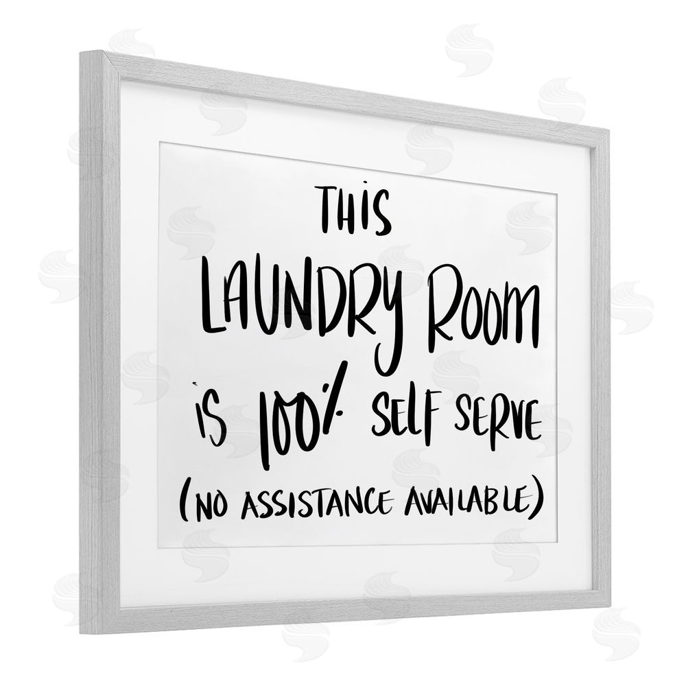 Sundance Graphics Self Serve Laundry No Assistance Gray Framed Print Under Glass Wall Art