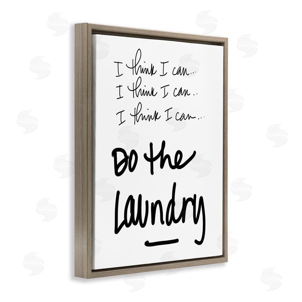 Sundance Graphics Think I Can Do Laundry Brown Floating Frame Canvas Wall Art Print