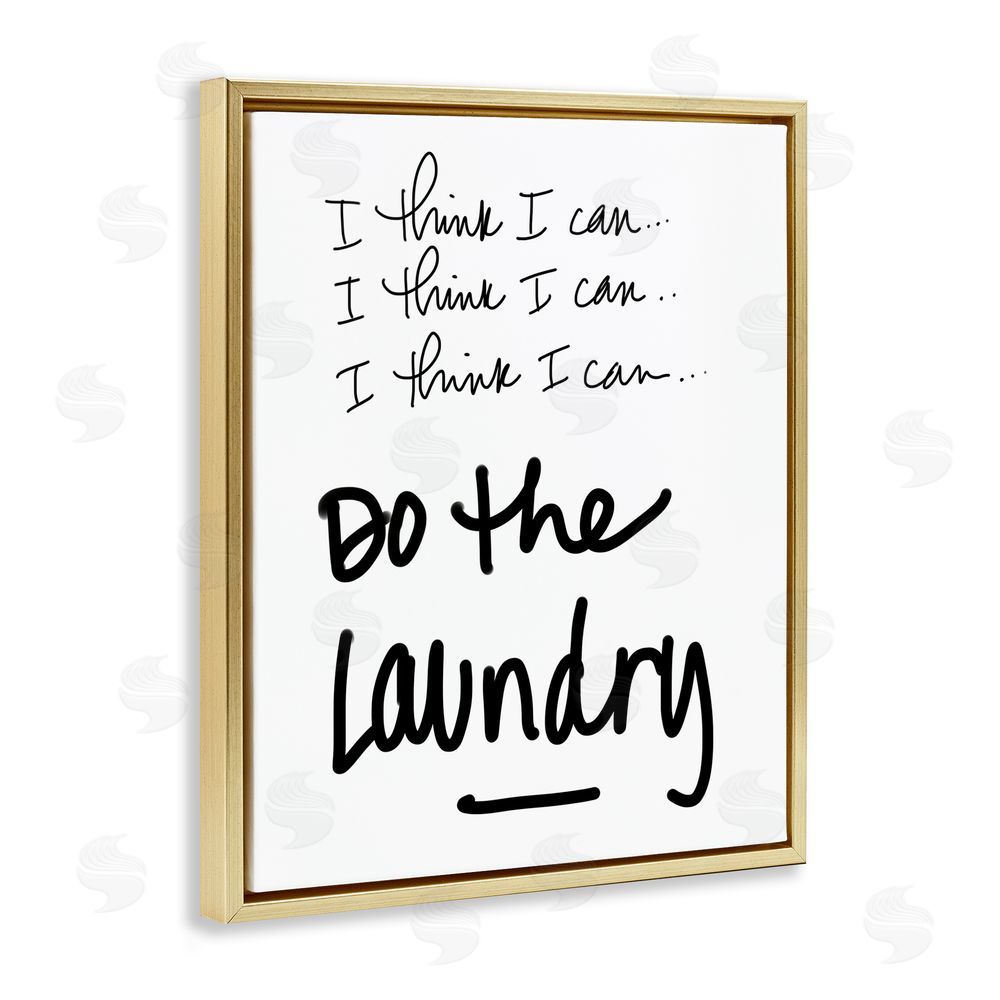 Sundance Graphics Think I Can Do Laundry Gold Floating Frame Canvas Wall Art Print