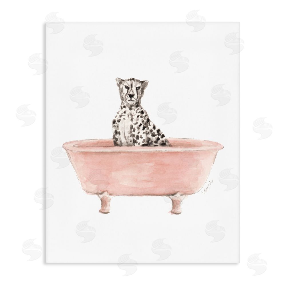 Sundance Graphics Cheetah in Pink Tub Canvas Wall Art Print