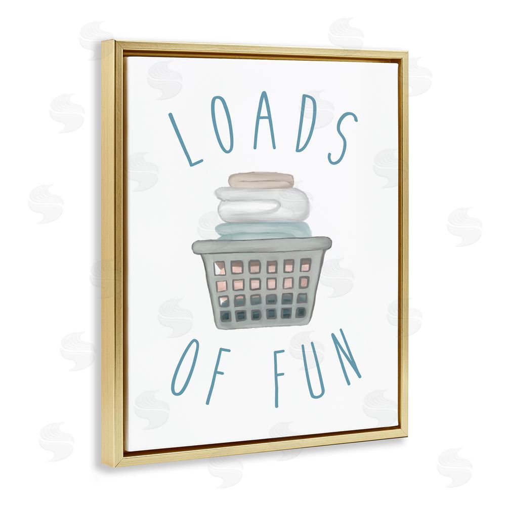 Sundance Graphics Loads Of Fun Laundry Basket Gold Floating Frame Canvas Wall Art Print