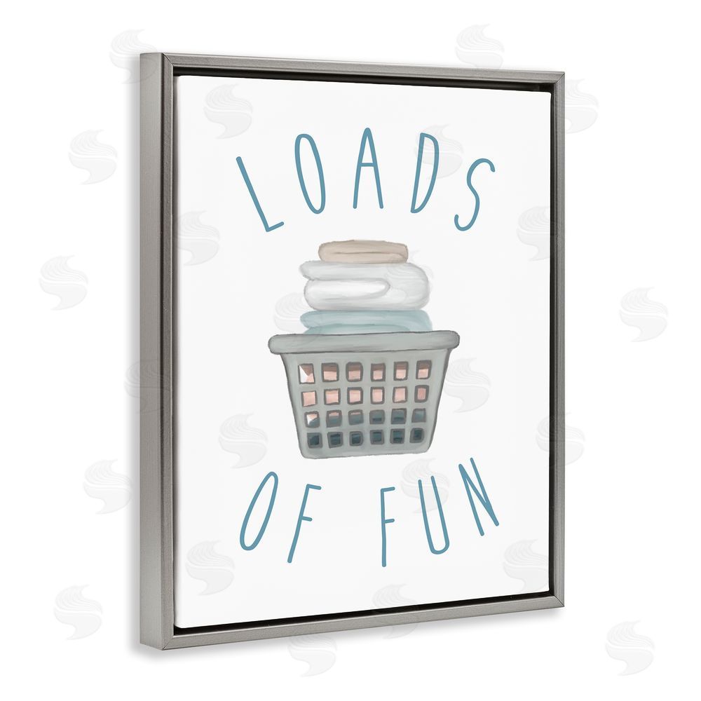 Sundance Graphics Loads Of Fun Laundry Basket Gray Floating Frame Canvas Wall Art Print