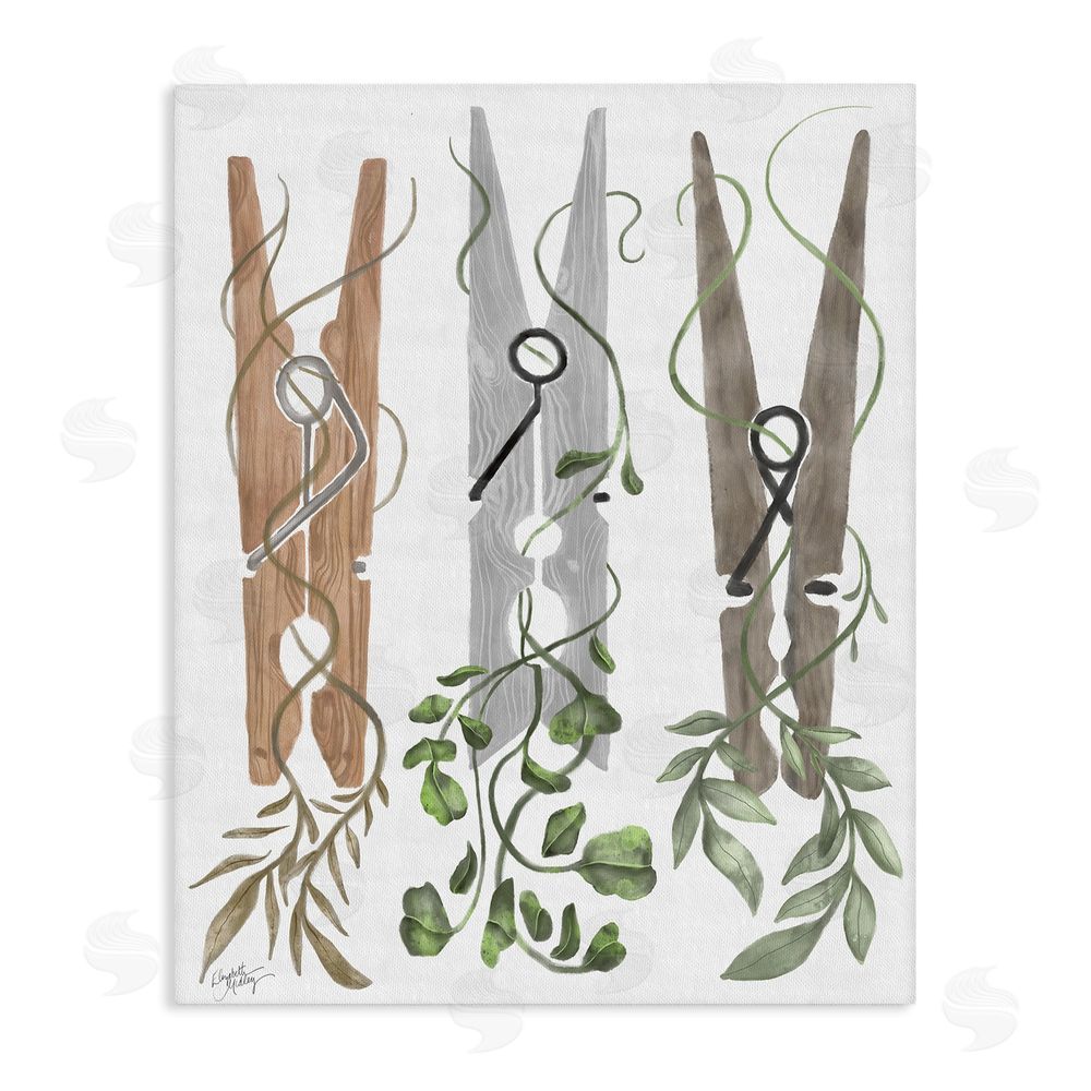 Sundance Graphics Ivy Wrapped Clothespins Canvas Wall Art Print