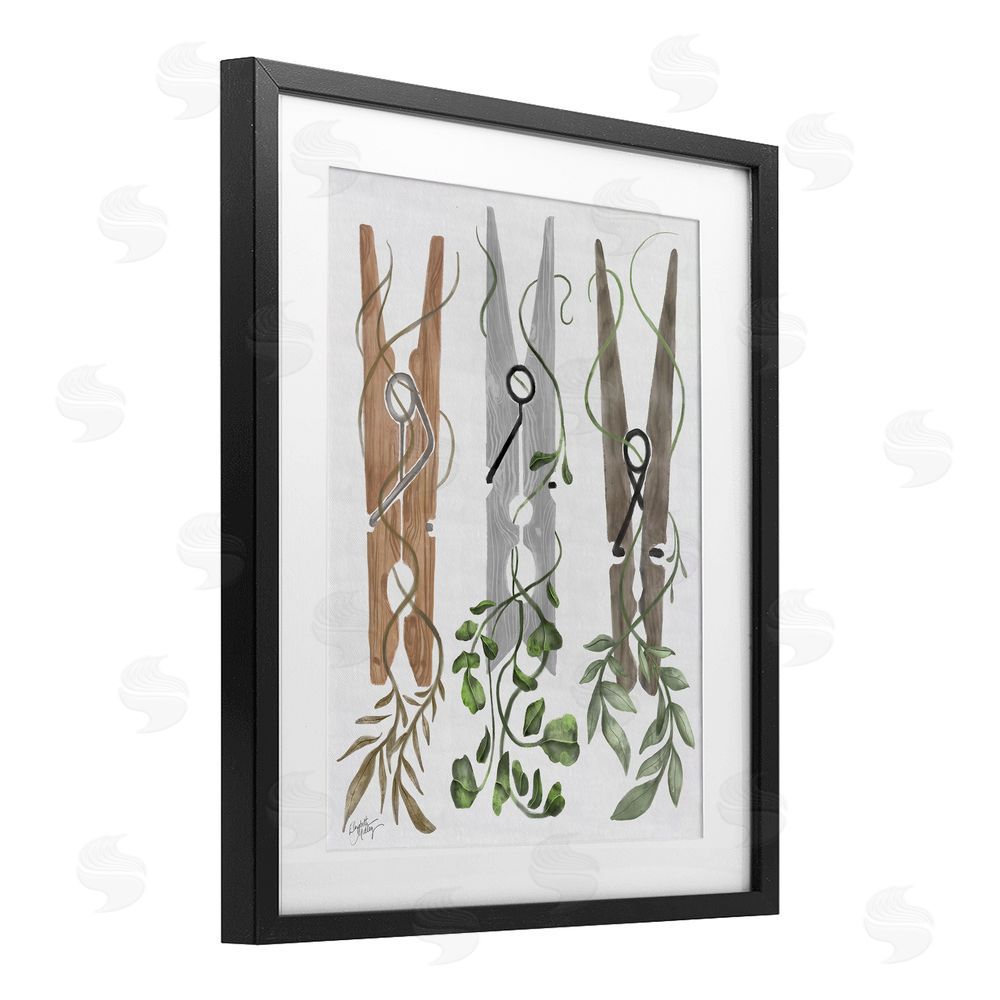 Sundance Graphics Ivy Wrapped Clothespins Black Framed Print Under Glass Wall Art