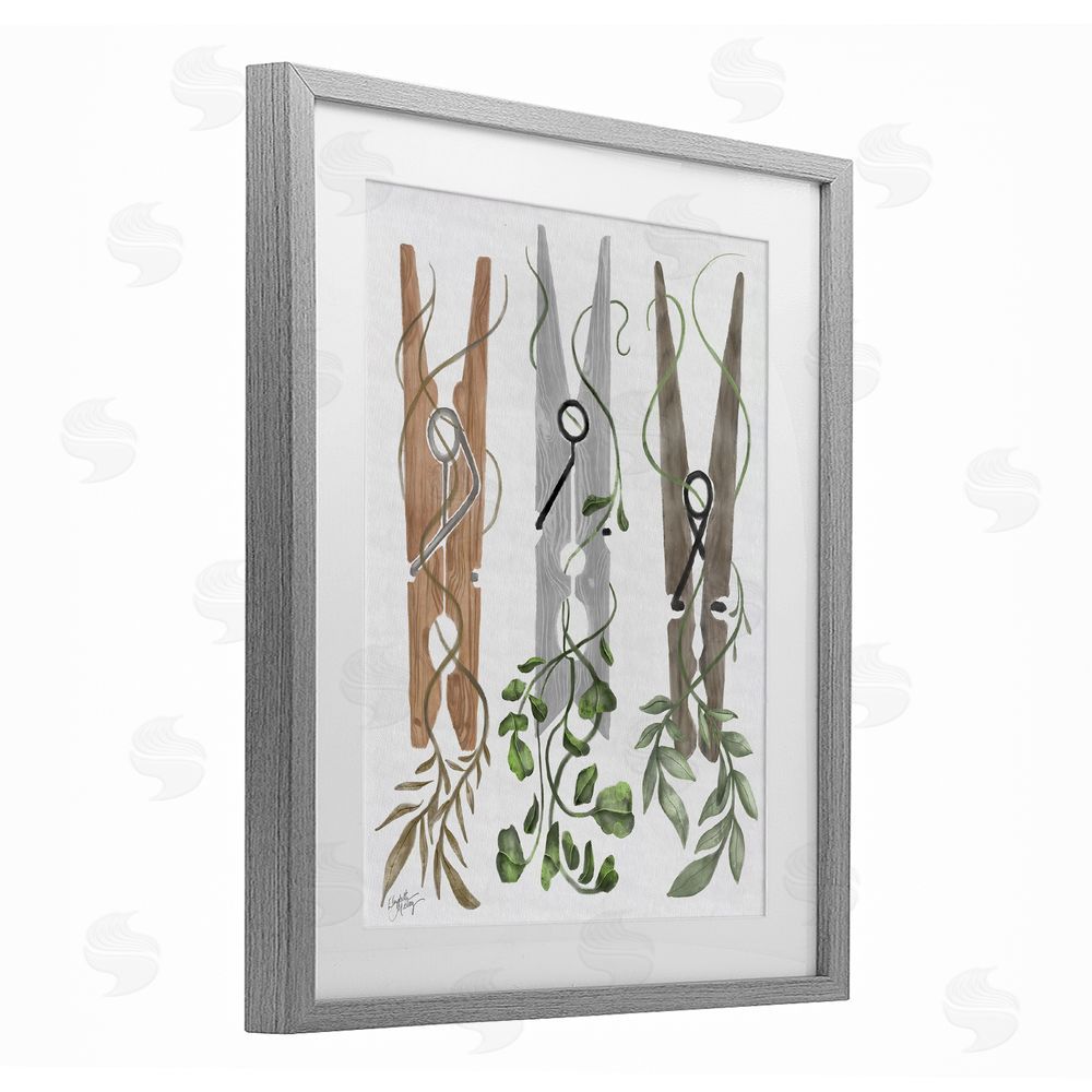 Sundance Graphics Ivy Wrapped Clothespins Gray Framed Print Under Glass Wall Art
