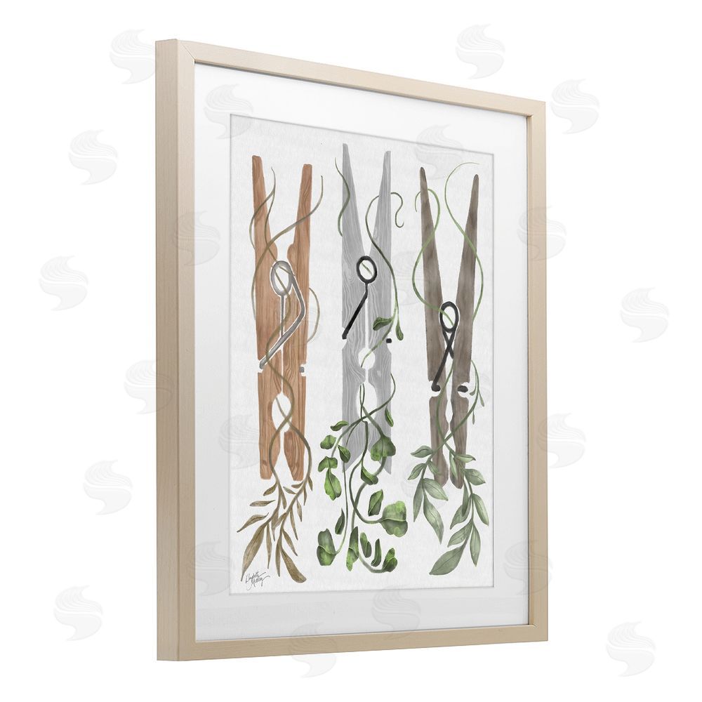 Sundance Graphics Ivy Wrapped Clothespins Birch Framed Print Under Glass Wall Art
