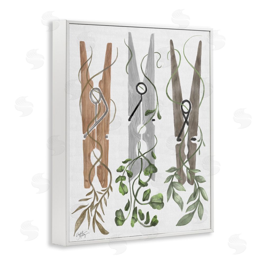 Sundance Graphics Ivy Wrapped Clothespins White Framed Giclee Wall Art Print