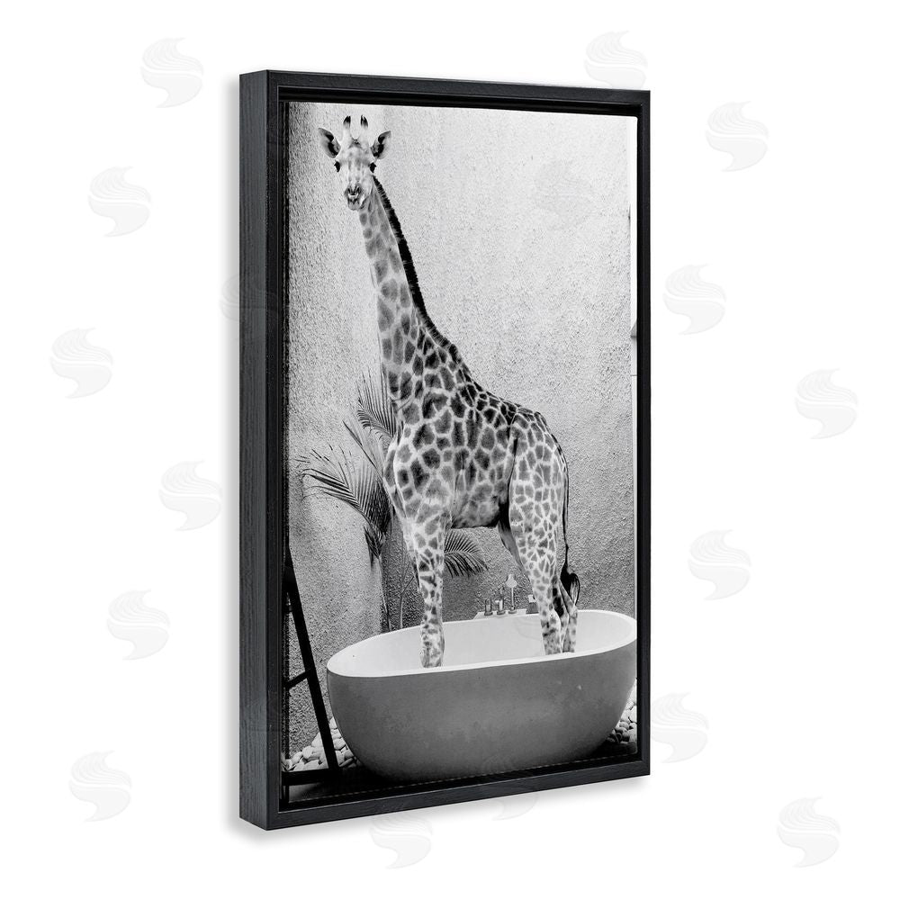 Sundance Graphics Safari Bath Standing Tall Black Floating Frame Canvas Wall Art Print