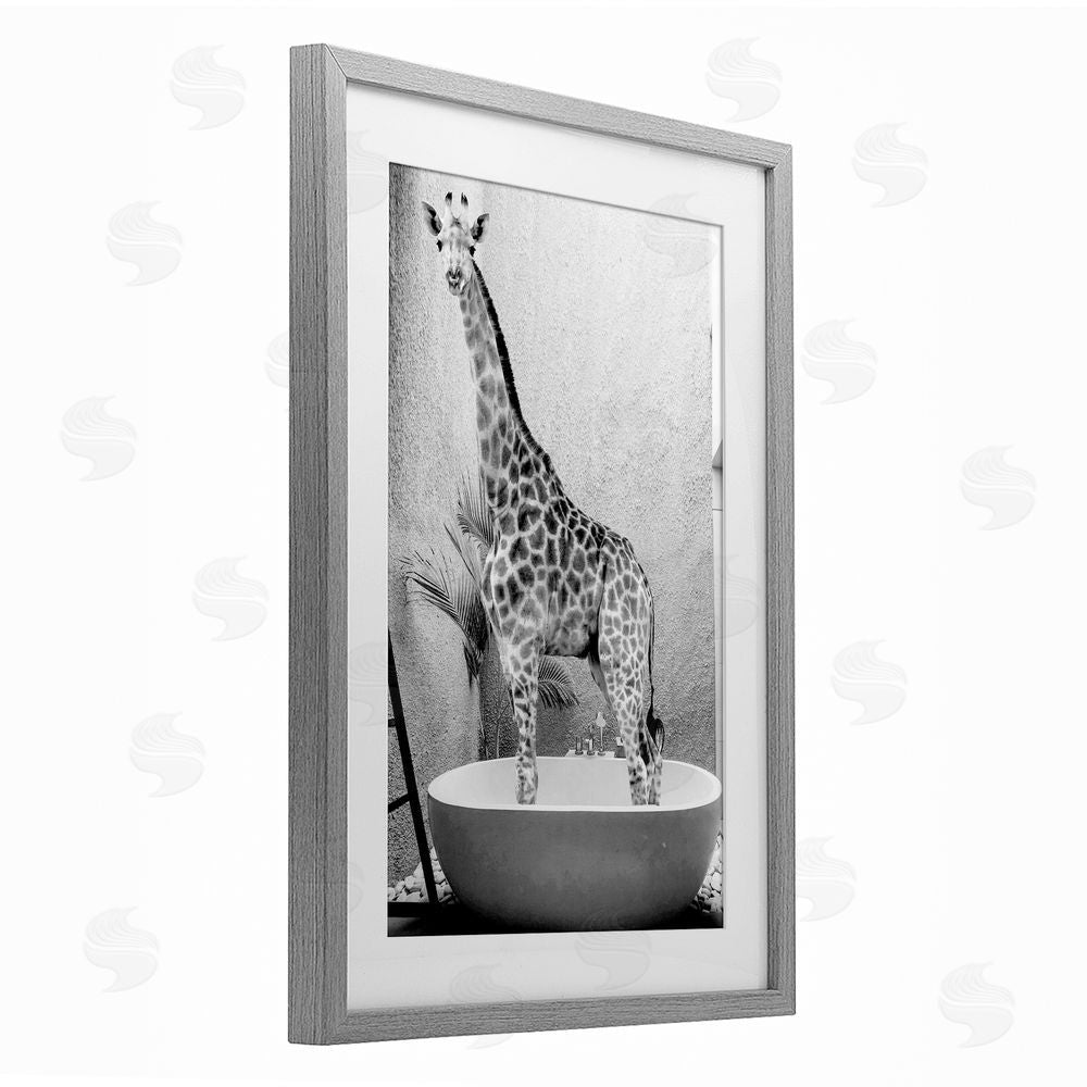 Sundance Graphics Safari Bath Standing Tall Gray Framed Print Under Glass Wall Art