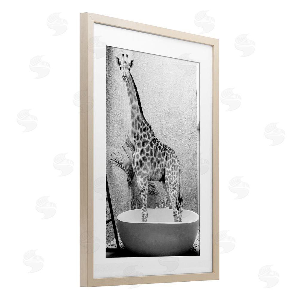 Sundance Graphics Safari Bath Standing Tall Birch Framed Print Under Glass Wall Art