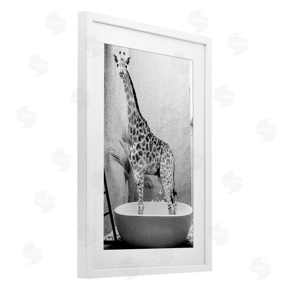 Sundance Graphics Safari Bath Standing Tall White Framed Print Under Glass Wall Art