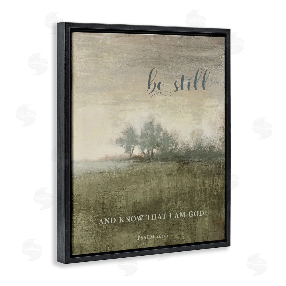 Sundance Graphics Be Still Psalm 46:10 Black Floating Frame Canvas Wall Art Print