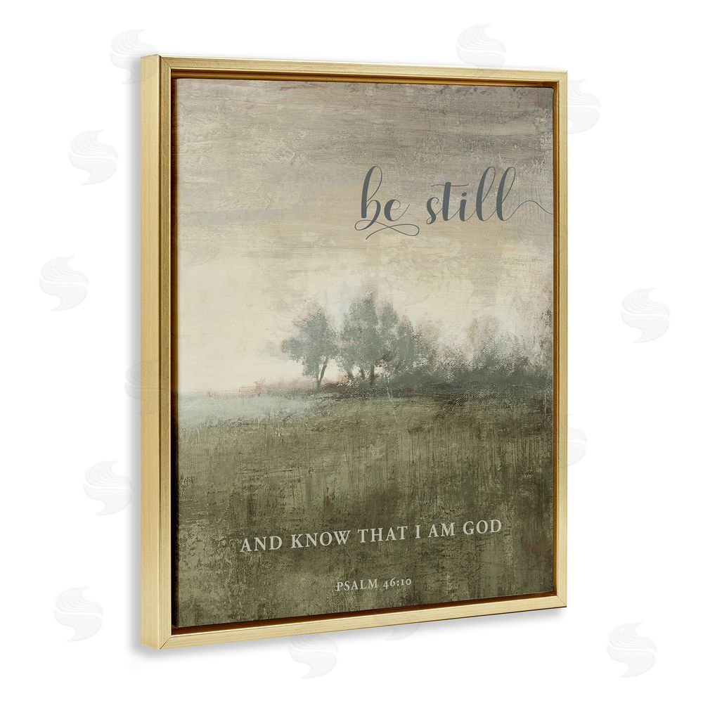 Sundance Graphics Be Still Psalm 46:10 Gold Floating Frame Canvas Wall Art Print