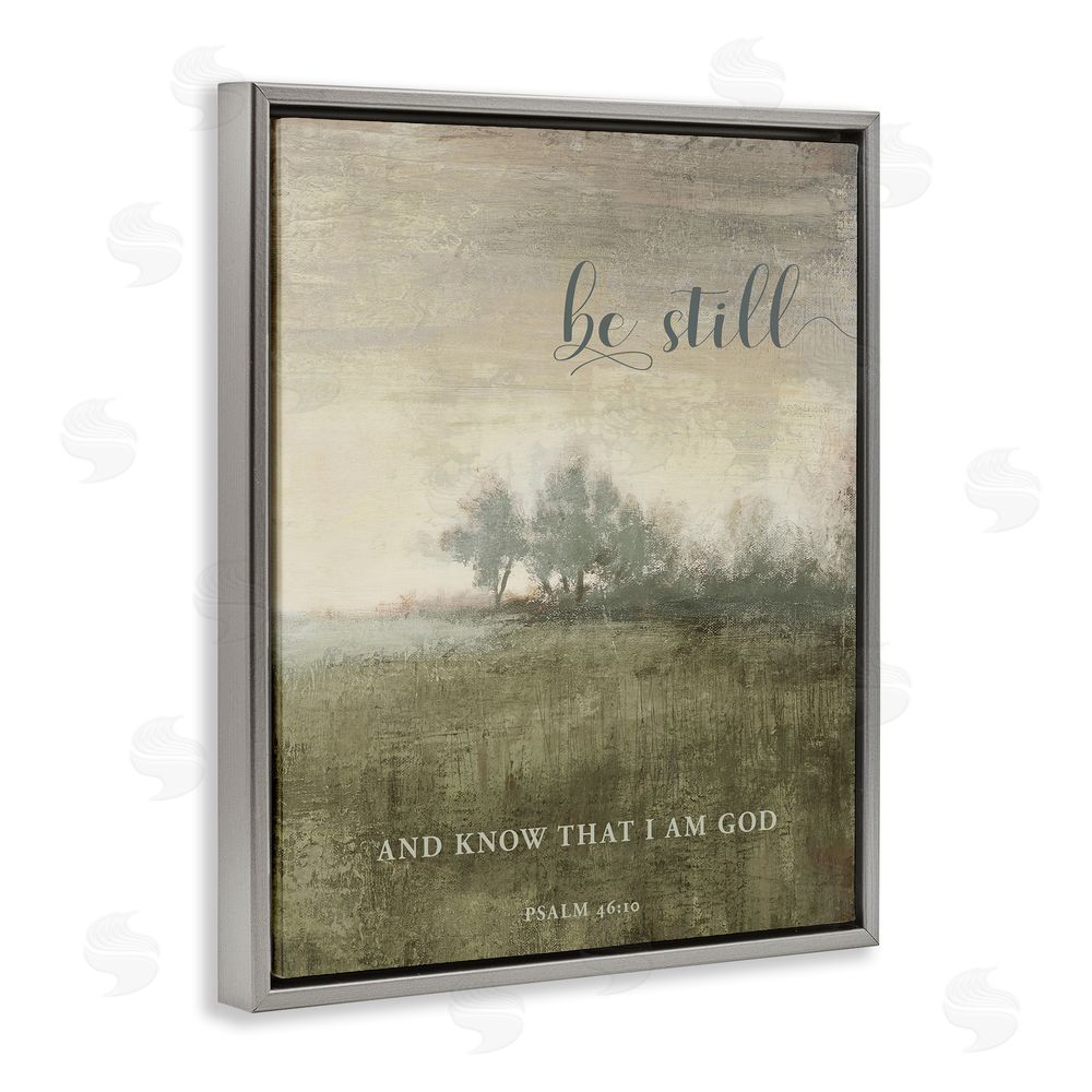Sundance Graphics Be Still Psalm 46:10 Gray Floating Frame Canvas Wall Art Print