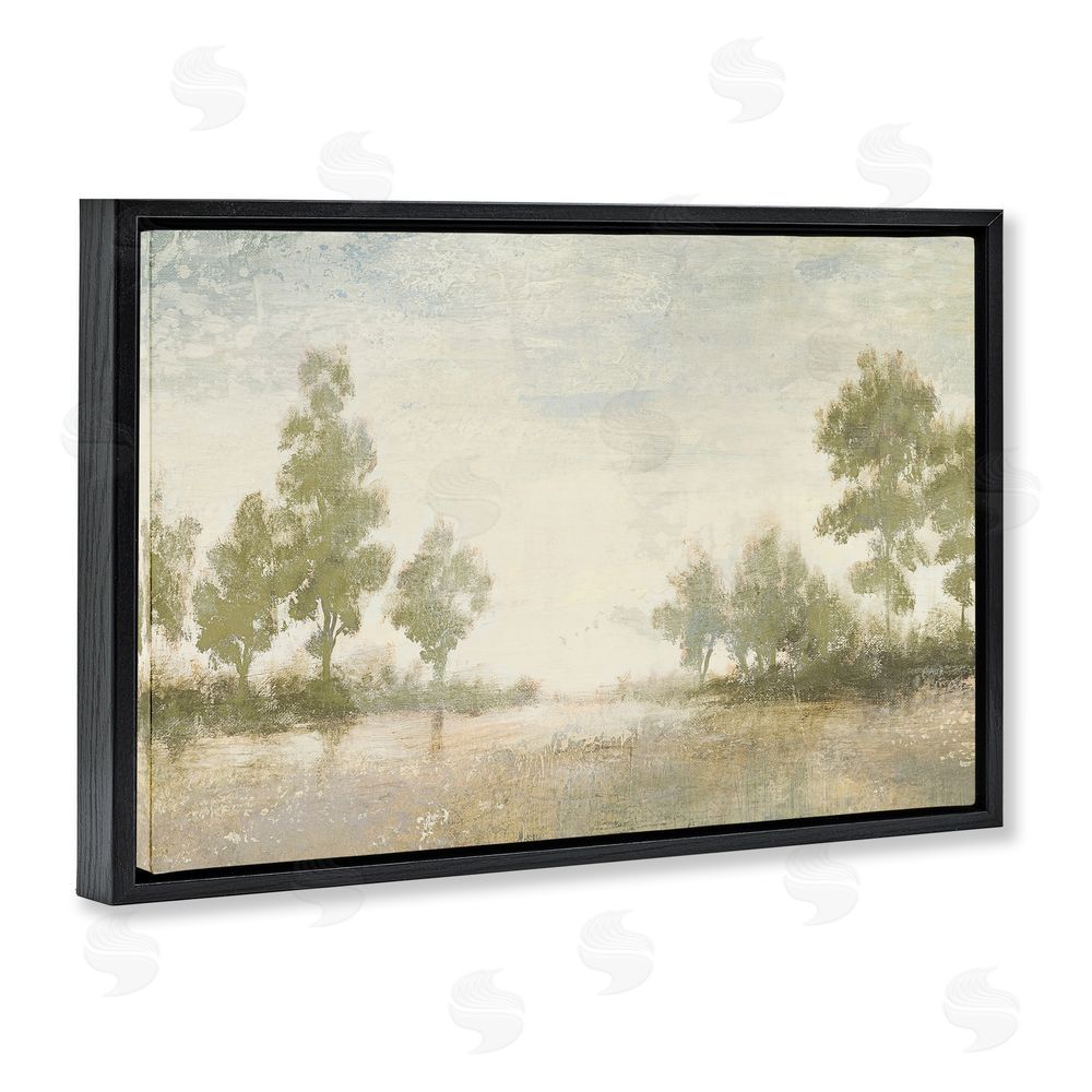 Sundance Graphics Forest Light Distant Valley Black Floating Frame Canvas Wall Art Print