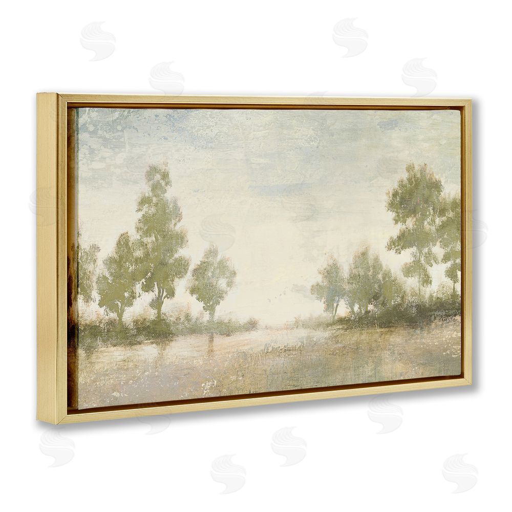 Sundance Graphics Forest Light Distant Valley Gold Floating Frame Canvas Wall Art Print