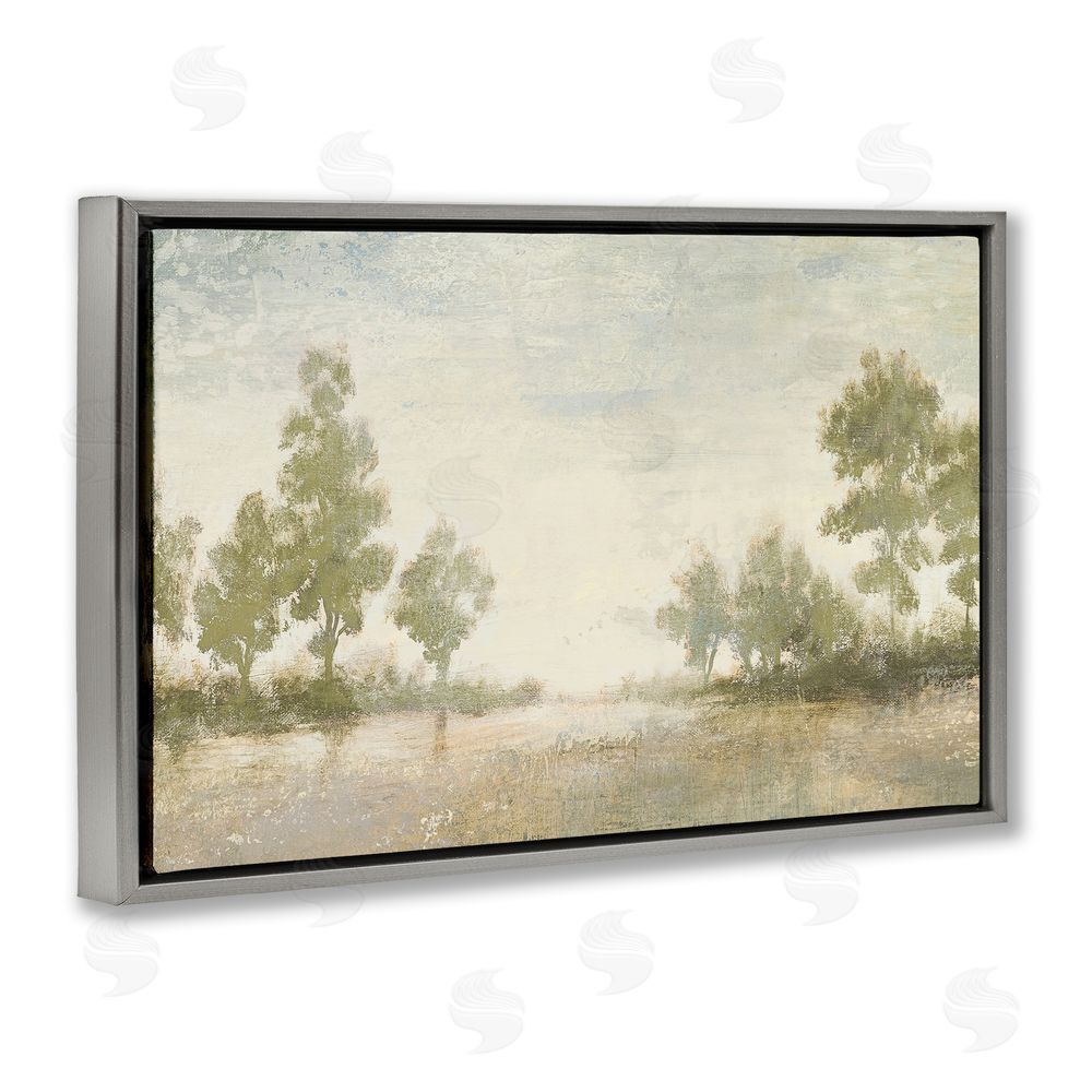 Sundance Graphics Forest Light Distant Valley Gray Floating Frame Canvas Wall Art Print