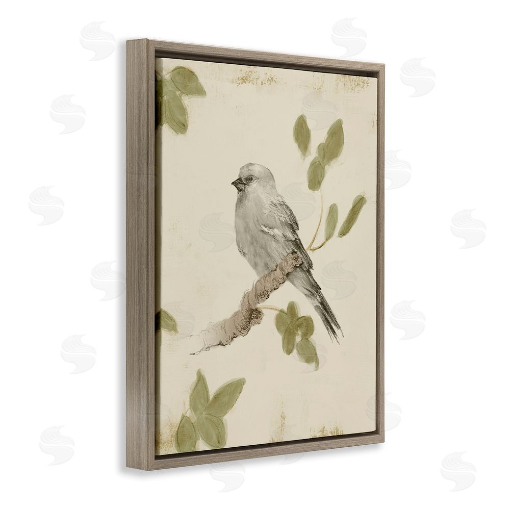 Sundance Graphics Bird Scene on Neutral Brown Floating Frame Canvas Wall Art Print