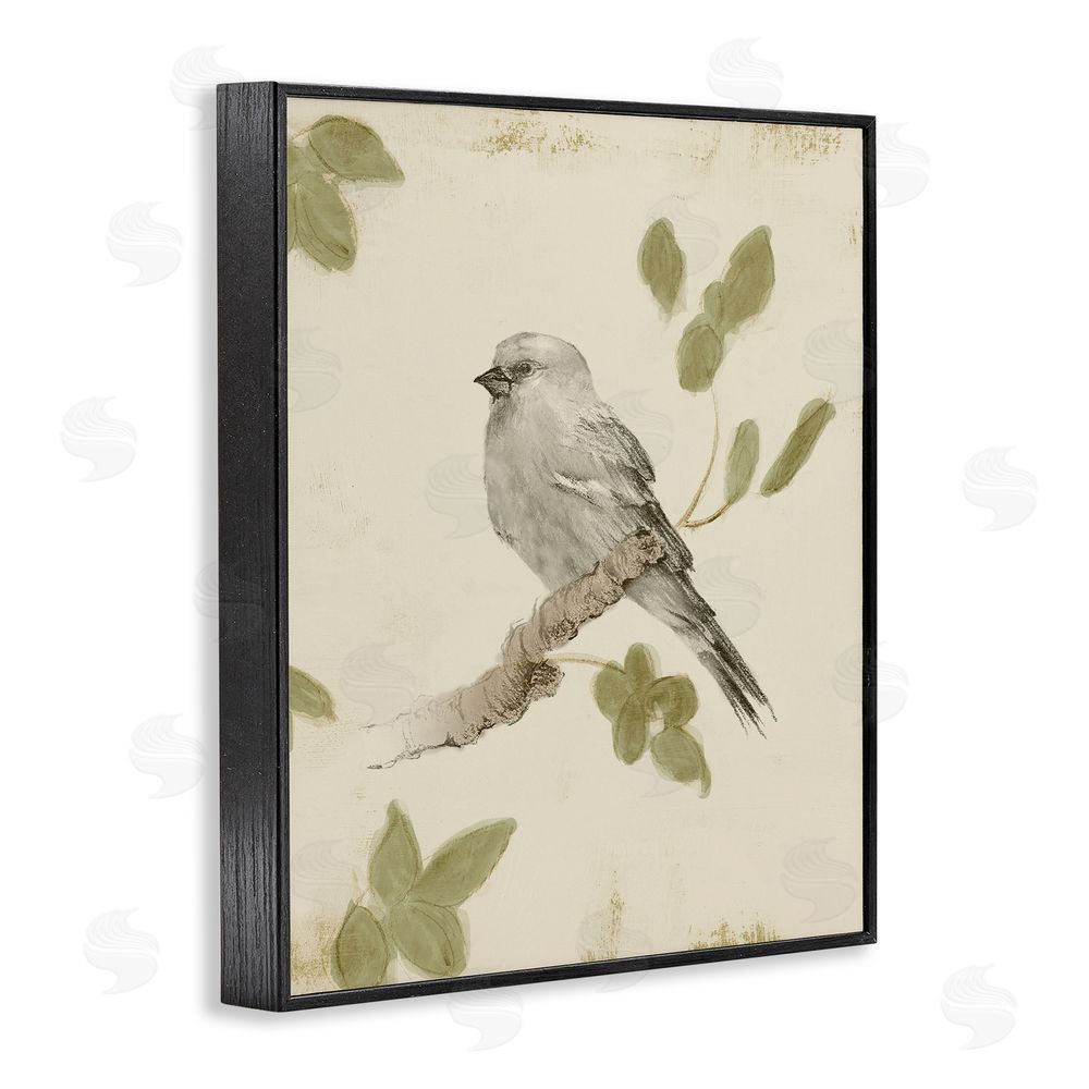 Sundance Graphics Bird Scene on Neutral Black Framed Giclee Wall Art Print