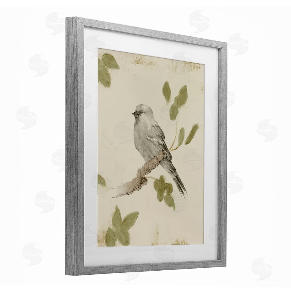 Sundance Graphics Bird Scene on Neutral Gray Framed Print Under Glass Wall Art