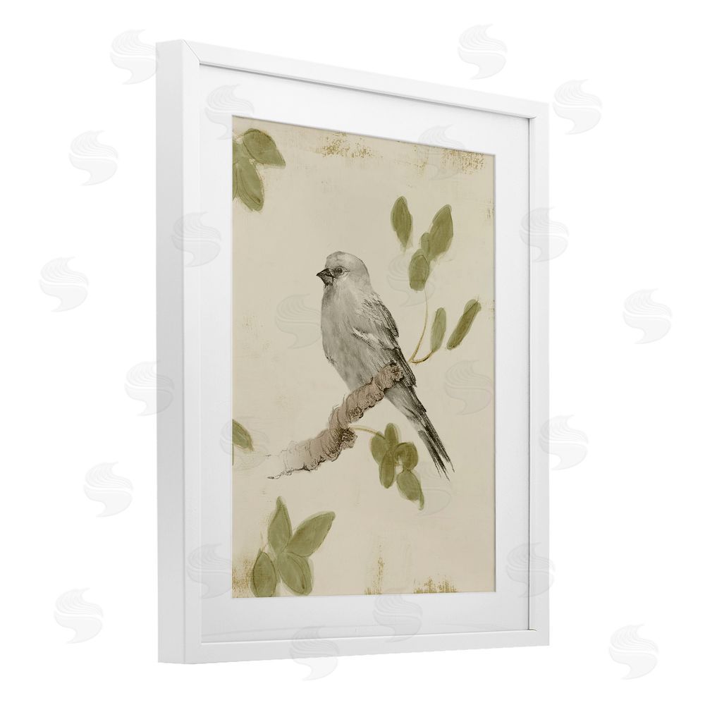Sundance Graphics Bird Scene on Neutral White Framed Print Under Glass Wall Art