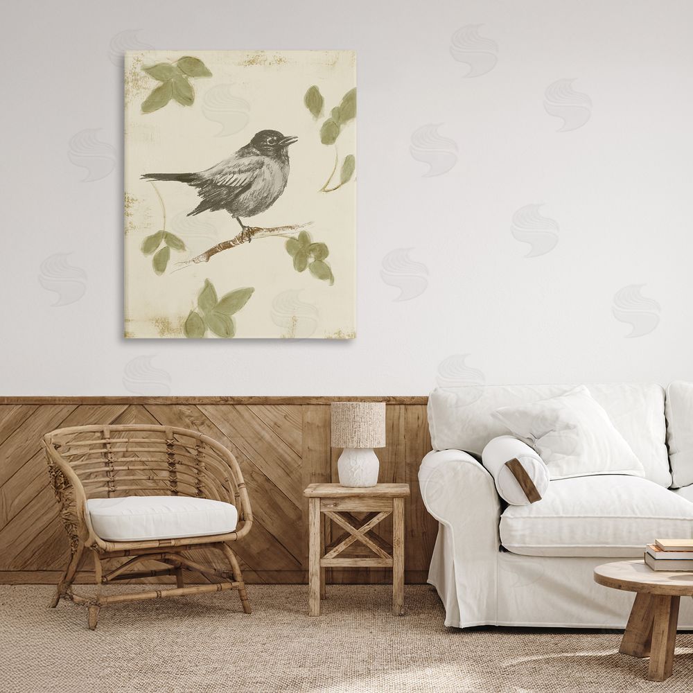 Sundance Graphics Bird Scene over Neutral Canvas Wall Art Print in Room