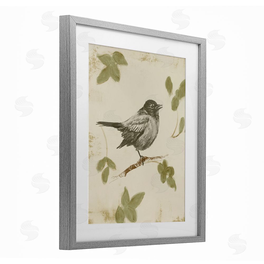 Sundance Graphics Bird Scene over Neutral Gray Framed Print Under Glass Wall Art