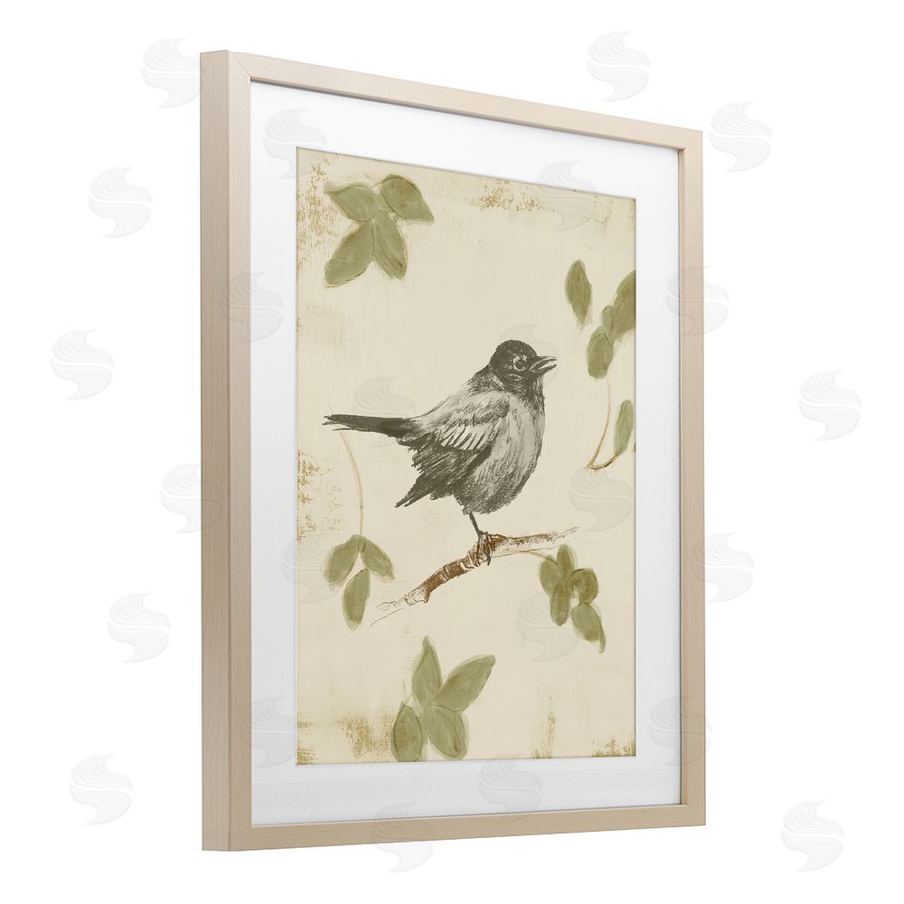 Sundance Graphics Bird Scene over Neutral Birch Framed Print Under Glass Wall Art