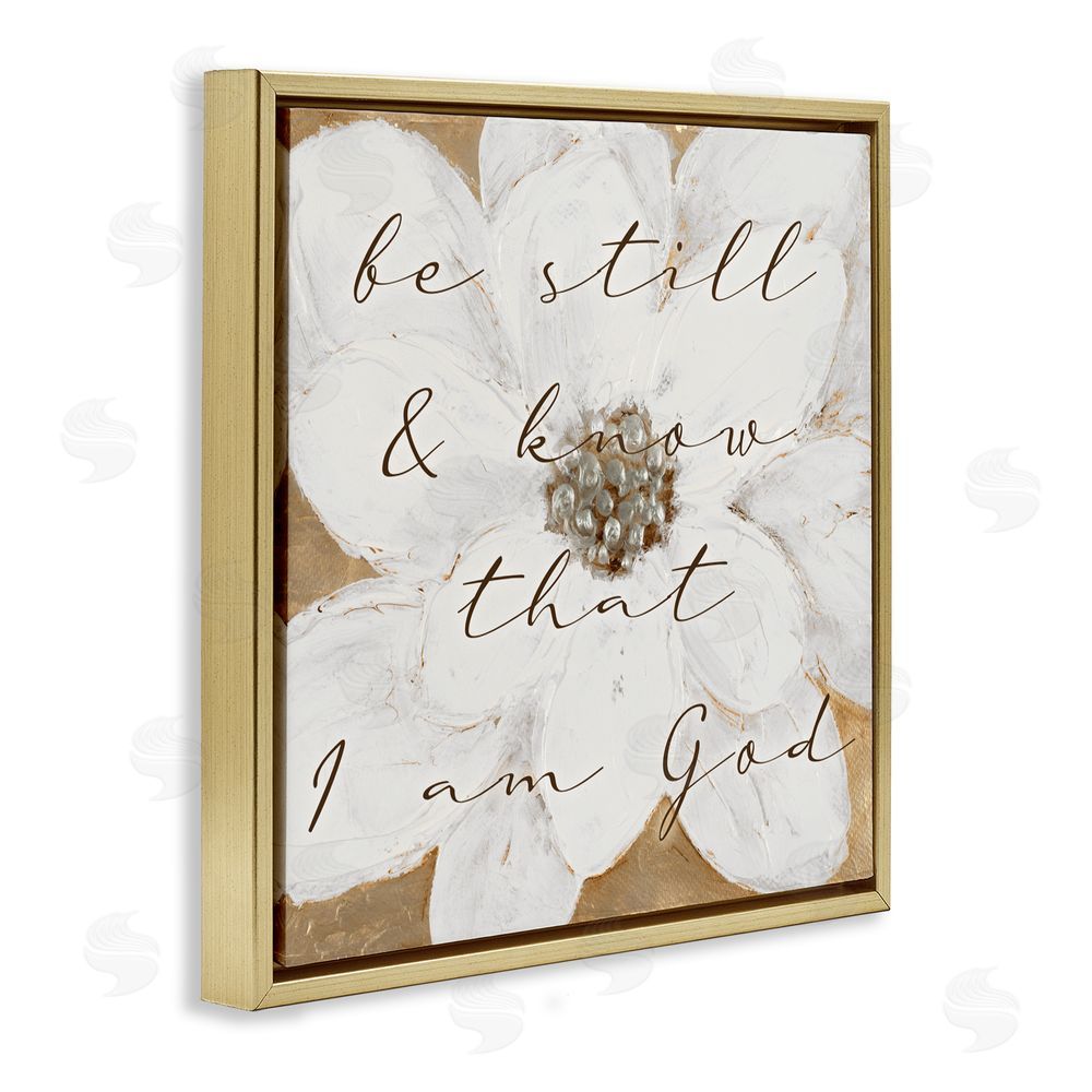 Sundance Graphics Be Still with White Magnolia Gold Floating Frame Canvas Wall Art Print