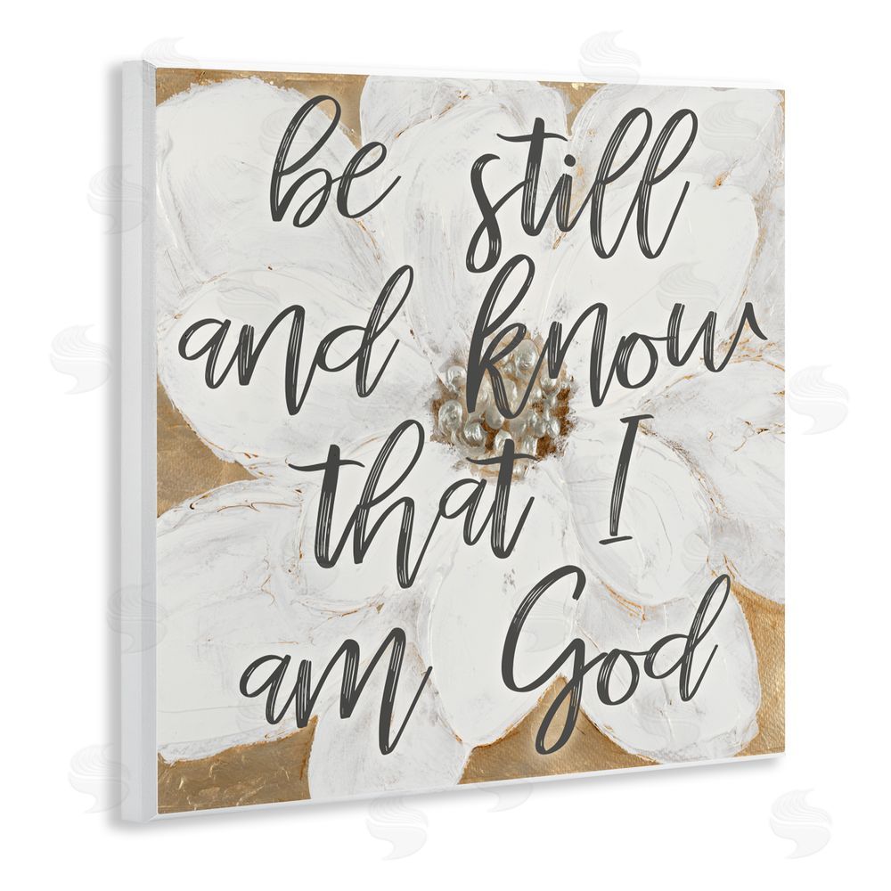Sundance Graphics Be Still Script with Flower Wall Plaque Printed Art