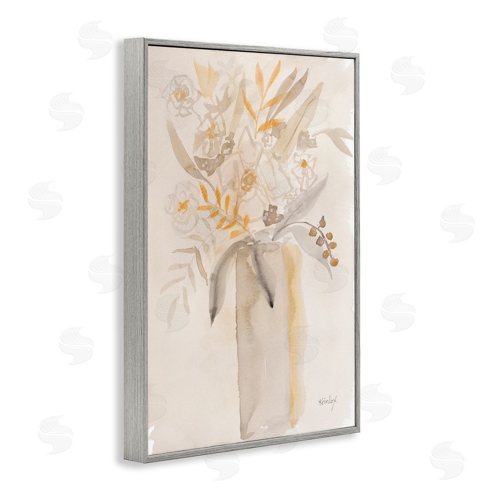 Sundance Graphics Earthy Soft Flower Vase Gray Framed Giclee Wall Art Print