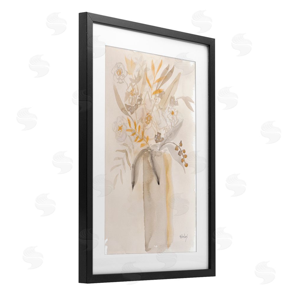 Sundance Graphics Earthy Soft Flower Vase Black Framed Print Under Glass Wall Art