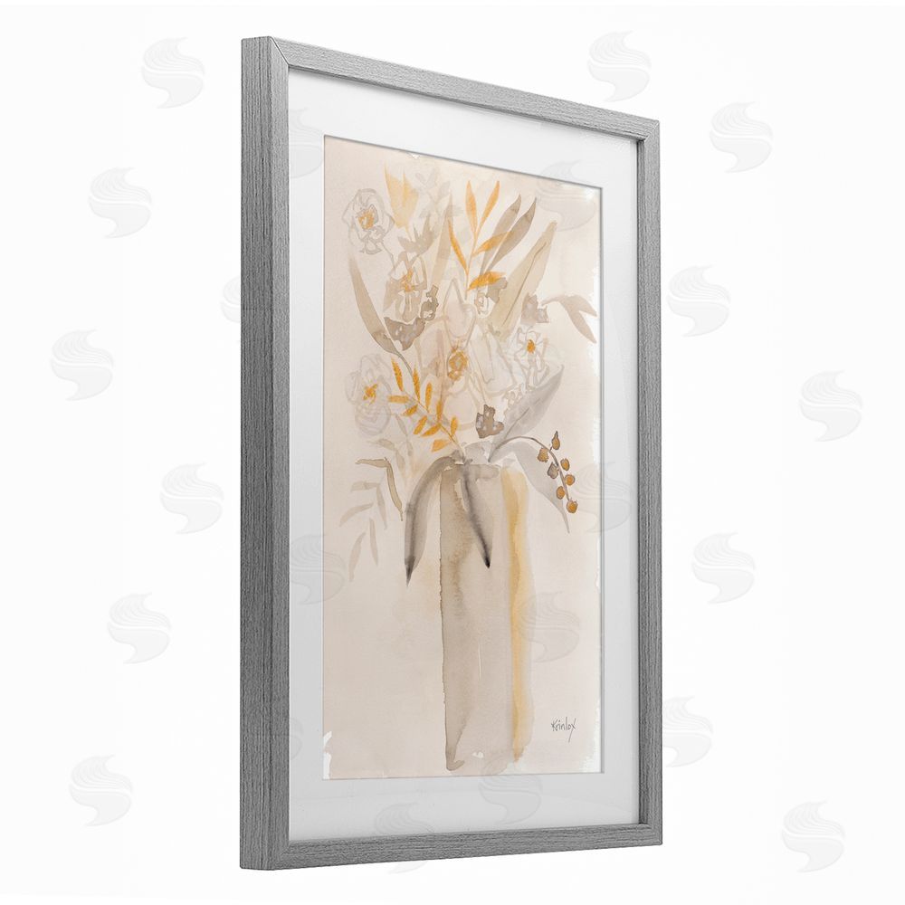 Sundance Graphics Earthy Soft Flower Vase Gray Framed Print Under Glass Wall Art
