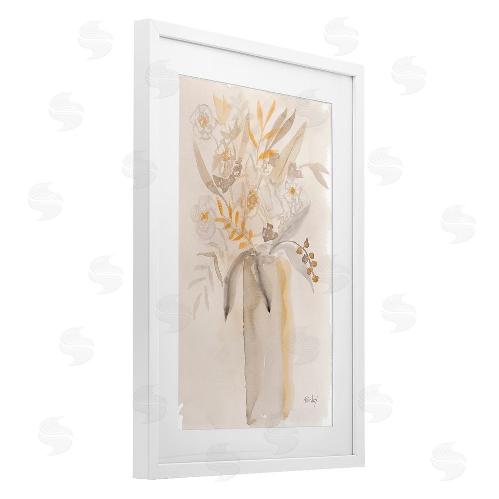 Sundance Graphics Earthy Soft Flower Vase White Framed Print Under Glass Wall Art