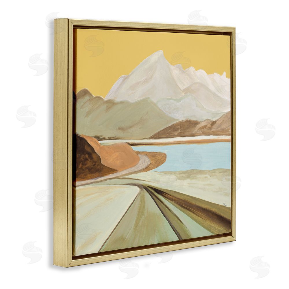 Sundance Graphics Retorno Mountain Sunrise Gold Floating Frame Canvas Wall Art Print