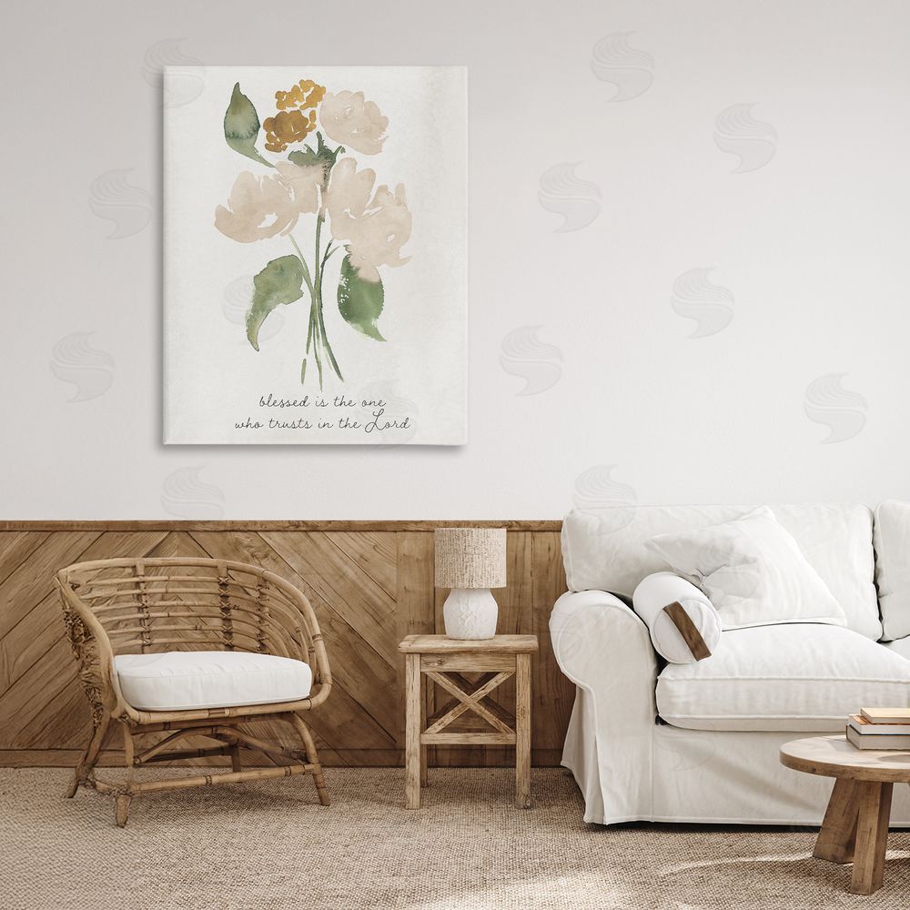 Sundance Graphics Who Trusts In The Lord Flowers Canvas Wall Art Print in Room