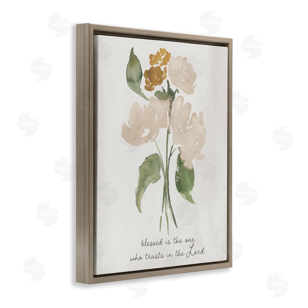 Sundance Graphics Who Trusts In The Lord Flowers Brown Floating Frame Canvas Wall Art Print