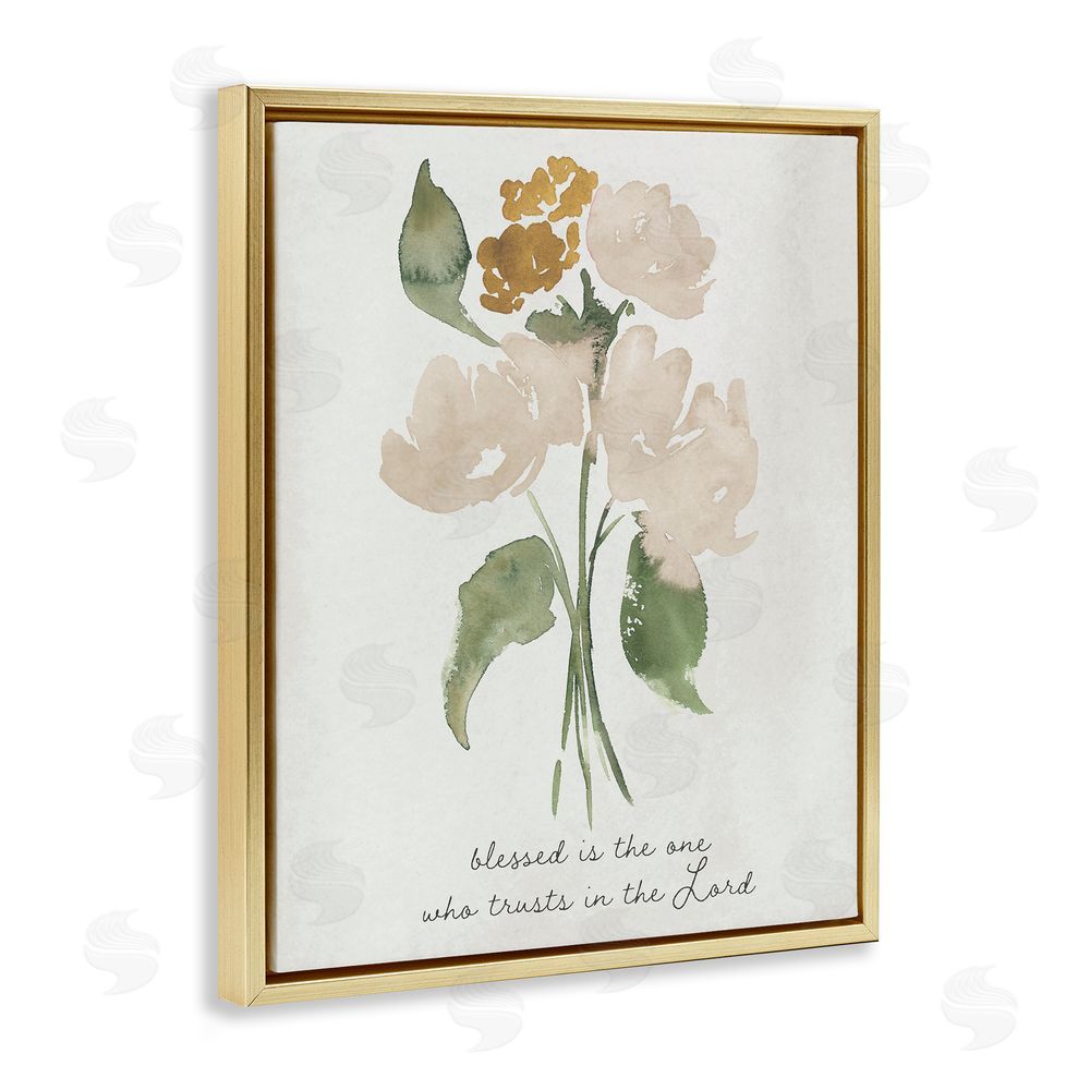 Sundance Graphics Who Trusts In The Lord Flowers Gold Floating Frame Canvas Wall Art Print