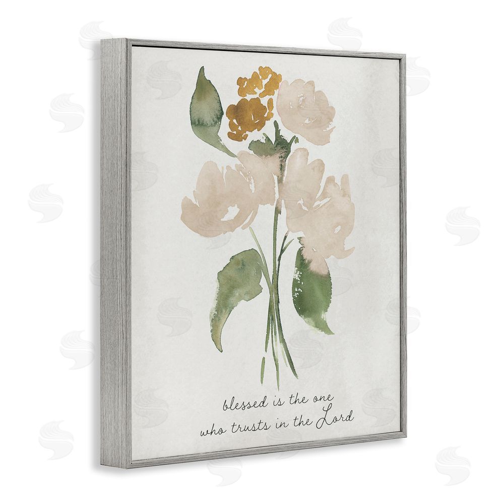Sundance Graphics Who Trusts In The Lord Flowers Gray Framed Giclee Wall Art Print