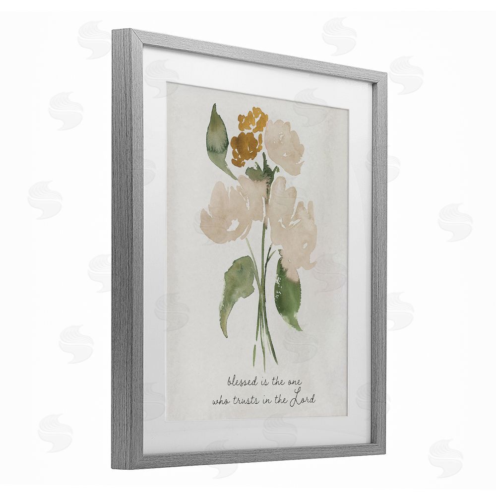 Sundance Graphics Who Trusts In The Lord Flowers Gray Framed Print Under Glass Wall Art
