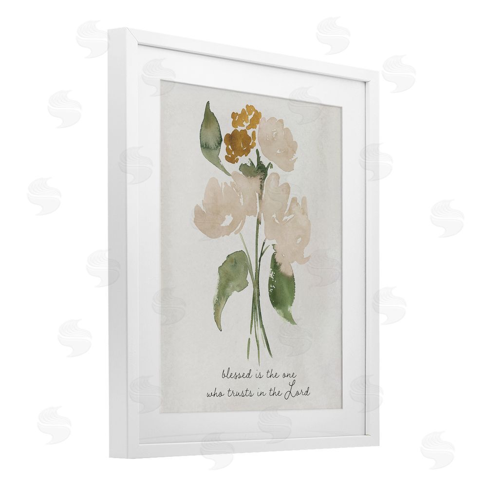 Sundance Graphics Who Trusts In The Lord Flowers White Framed Print Under Glass Wall Art