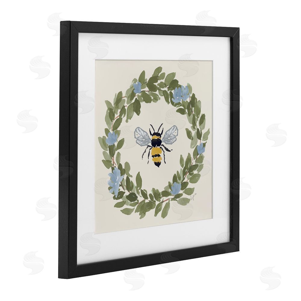 Lucille Price Bee Celebration Wreath Black Framed Print Under Glass with Matting Wall Art